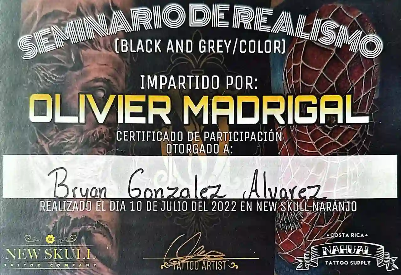 Imagen del certificado otorgado por Olivier Madrigal.